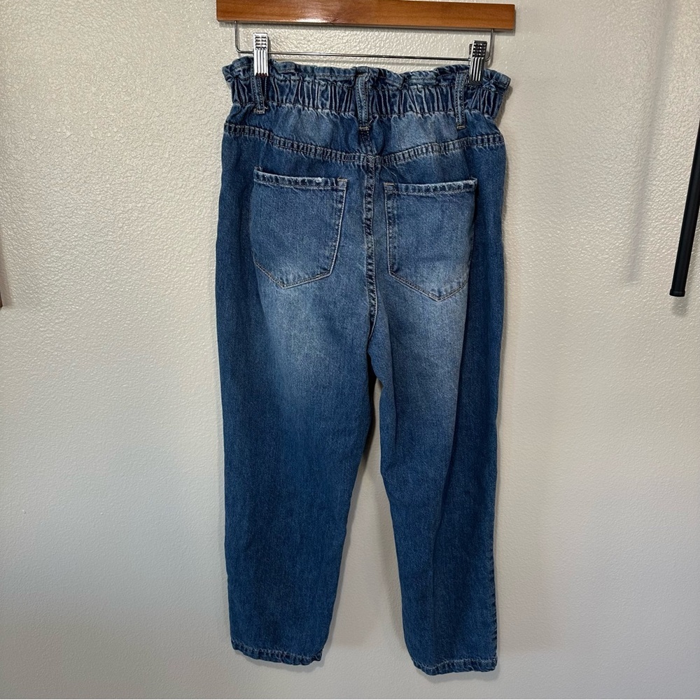 KanCan Ultra High Rise Paperbag Boyfriend Distressed Jeans in Blue, 7/27 - Picture 4 of 6